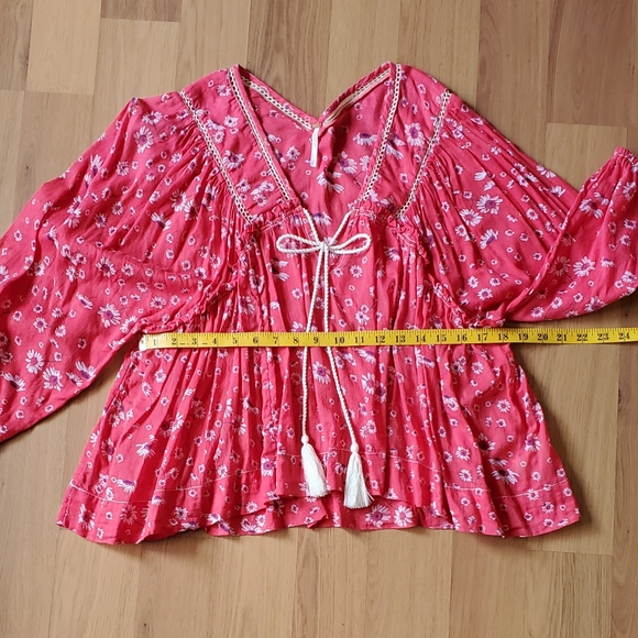 Free People Red Cotton Blouse - Picture 2 of 8